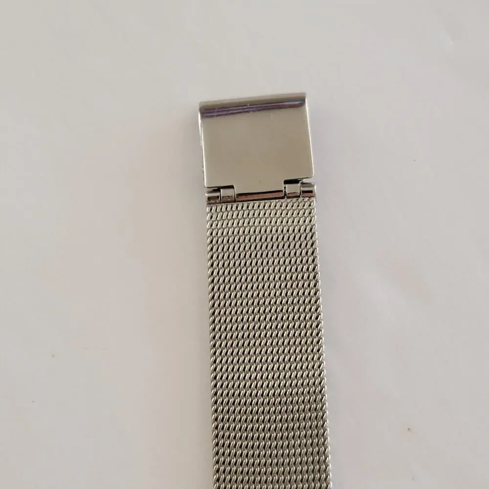 Sharp Womens Watch White Dial Gold Case Silver Mesh Bracelet Quartz Analog